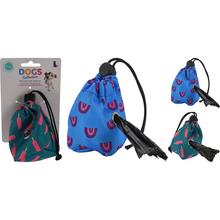 Držák na sáčky s moderným dizajnom, modrý a ružový.