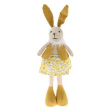 Textilná zajačica žltá s kvetinovou sukňou.