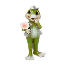 Žaba s kvetom, polyrez, záhradná dekorácia.