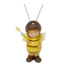 Chlapec včela s kvetom, žltý, polyrez, 19 cm vysoký.