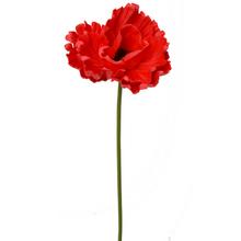 Umelý červený mak s dlhým stonkom.
