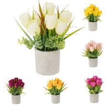 Umelé tulipány v črepníku mix farieb.