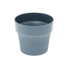 Modrý okrúhly kvetináč TINY 10 s jemným vzorom.