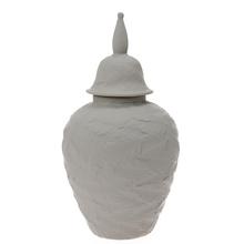 Šedá keramická dóza s poklopom.