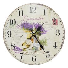 Nástenné hodiny s motívom levandule, priemer 34 cm.