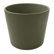 Obal keramický v olivovej farbe s výškou 25 cm a priemerom 28 cm.