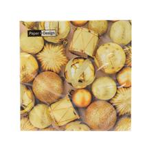 Vianočné servítky so zlatými ozdobami.