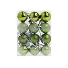 Sada vianočných gúľ v olivovej farbe s lesklým a matným povrchom.