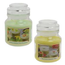 Sviečka s vôňou zeleného čaju v skle.