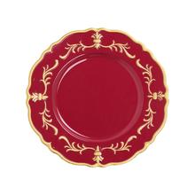 Červený tanier Mila z recyklovaného plastu s dekoratívnym okrajom.