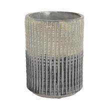 Kvetináč so zlatými a čiernymi púžkami