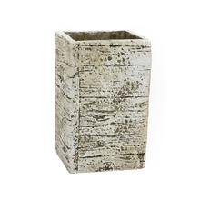 Biely oválny kvetináč s vymývaným vzhľadom.