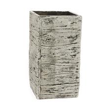 Biely oválny kvetináč s vymývaným vzhľadom.