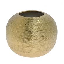 Zlatý keramický obal na kvetináče s textúrou.