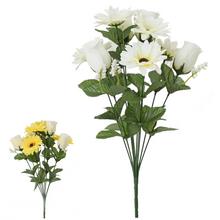 Kytica umelých kvetov s ružami, gerberami a gypsom.