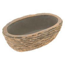 Obal oválny cement bledo-sivo-zlatý 25 cm.