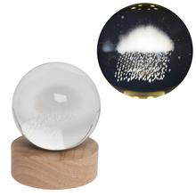 LED guľa sklo na drev. podstavci s podsvietením dážď.