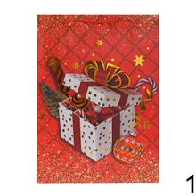 Vianočná darčeková taška s motívom darčekov a ozdôb.