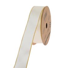 Zlatá niťová stuha v ecru farbe, šírka 2,5 cm, dĺžka 20 yardov.