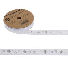 Biela a strieborná stuha s hviezdami