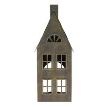 Domček sivý so zlatým plechom na čajovku.