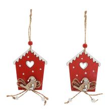 Závesná búdka pre vtáčiky v červenej a bielej farbe, sada 2 kusy.