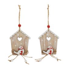 Drevené závesy v tvare búdky s vtáčikom, sada 2 kusy.