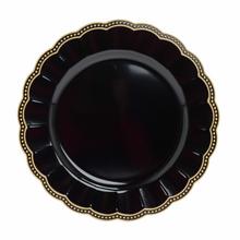 Čierny tanier so zlatým lemom, priemer 33 cm.
