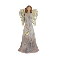 Dekoračný anjel srdce zlatý a sivý