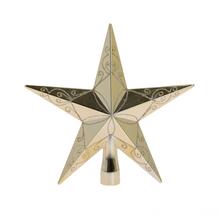 Zlatá lesklá hviezda na vianočný stromček.