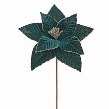 Zápich vianočná ruža zelená zamat 37 cm