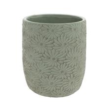 Keramický obal Margaréta v mentolovej farbe s kvetinovým vzorom.