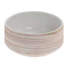 Obal z keramiky s pruhmi v krémovej farbe.