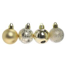 Sada plastových vianočných gúľ v lesklých a matných povrchových úpravách.