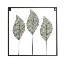 Obraz listy z kovu v zelenej farbe, rozmer 38x38 cm.