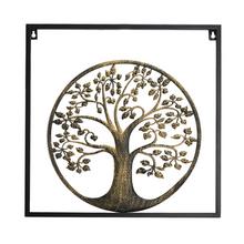 Obraz strom z kovu, čierny, 38x38 cm.