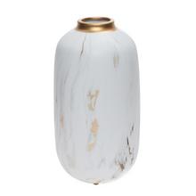 Obal na kvetináč v bielo-zlatej farbe s mramorovým vzorom.