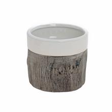 Obal s dreveným vzorom, keramický, hnedobiely.