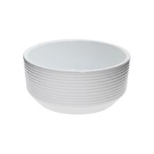 Biela misa s pásmi, priemer 23 cm, výška 10 cm.