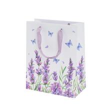 Darčeková taška s motívom levandule a motýľov.