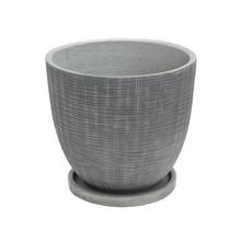 Kvetináč s miskou v tmavošedej farbe.