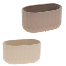 Keramický kvetináč v mixe farieb, oválny tvar.