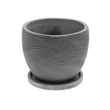 Kvetináč Kiki Antik šedá s vlnkovým vzorom.