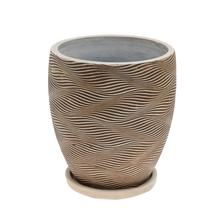 Kvetináč Kiki béžovo hnedý s vlnkovým vzorom.