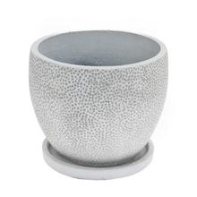 Biely keramický kvetináč s miskou, priemer 37 cm.