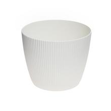Kvetináč Magnolia v krémovej farbe s jemným prúžkovaným dizajnom.