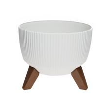 Biely kvetináč s nožičkami, recyklovaný materiál.