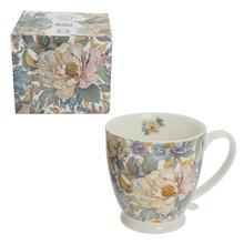 Šálka na stopke s kvetinovým vzorom Peony White.