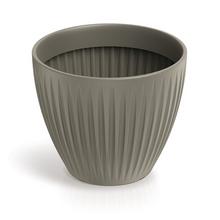 Mokkový okrúhly obal na kvetináče s jemným vzorom.