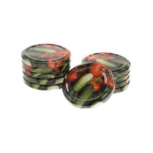 Pevné viečka na zaváranie s motívom zeleniny, balenie 10 ks.